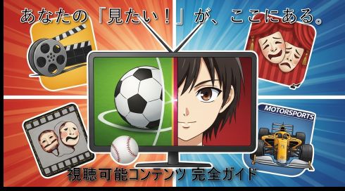 DMM×DAZNホーダイで見られるスポーツとエンタメコンテンツの象徴的なイラスト